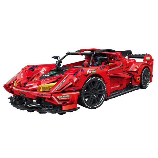 Конструктор красного спортивного автомобиля Ferrari масштаба 1:10, состоит из 2432 деталей, подходит для лиц старше 14 лет.
